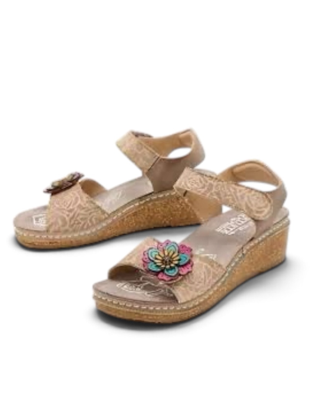 L'Artiste Spring Step “Cuteness”Leather Wedge Sandal in Camel-EU38 (7.5-8)